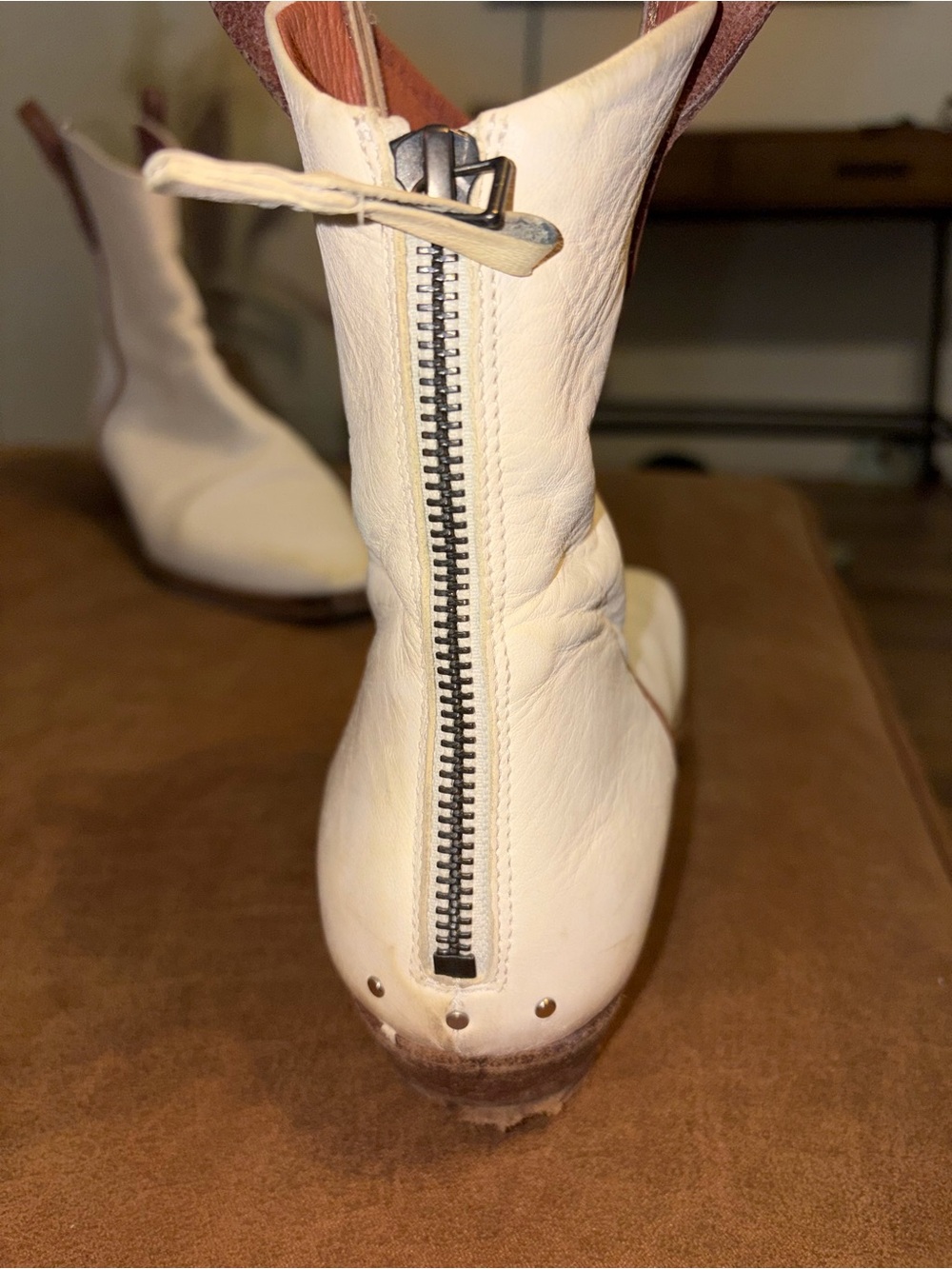 Free People We The Free Wesley White/boneLeather Ankle Boots Size 39 / 9 - Picture 16 of 16